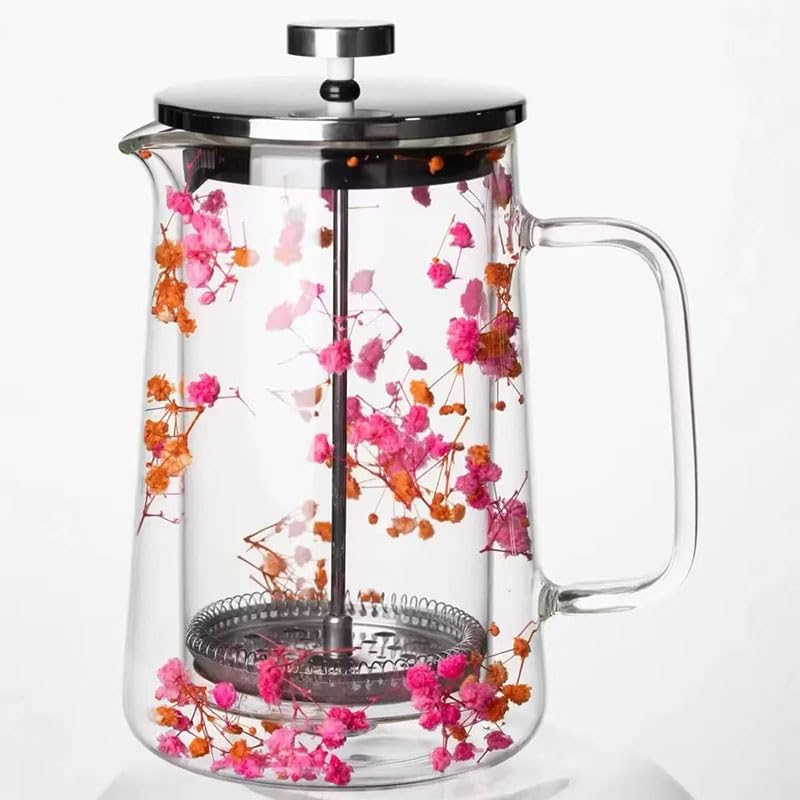 Glass French Press Coffee Maker 34oz Borosilicate Stainless Steel Filter G325307