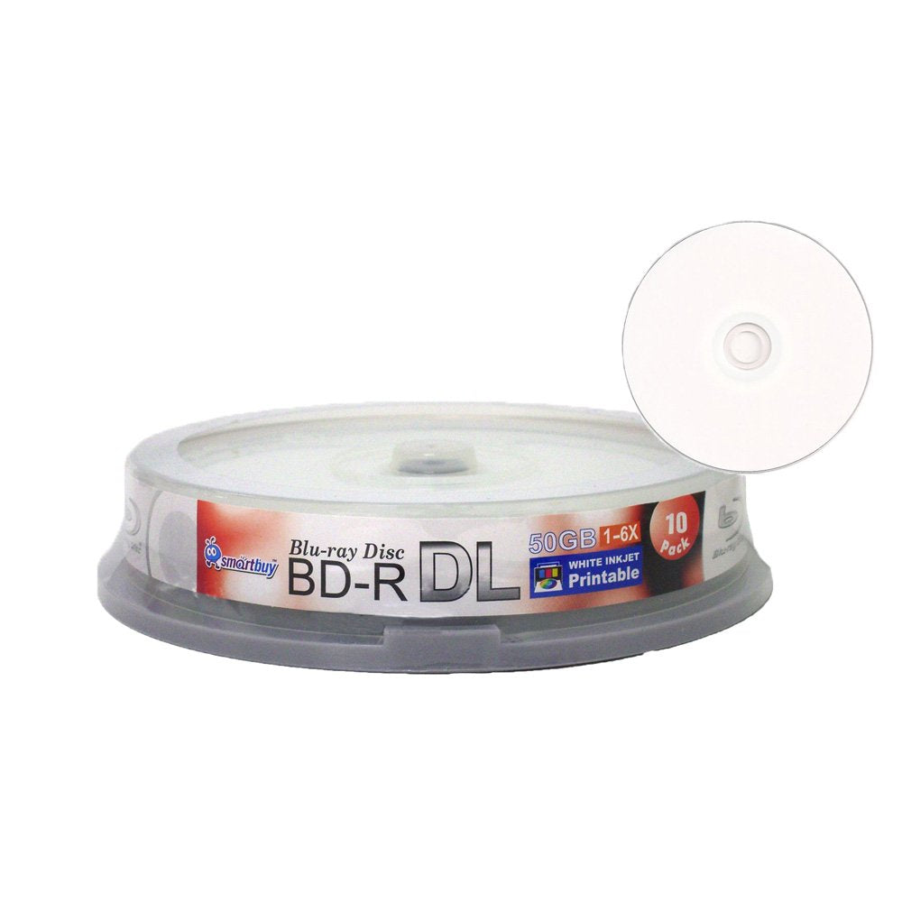 10-disc 50gb 6X Bd-r Dl White Inkjet Hub Printable Blank Disc E843563