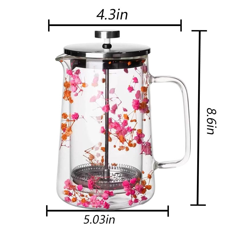 Glass French Press Coffee Maker 34oz Borosilicate Stainless Steel Filter G325307