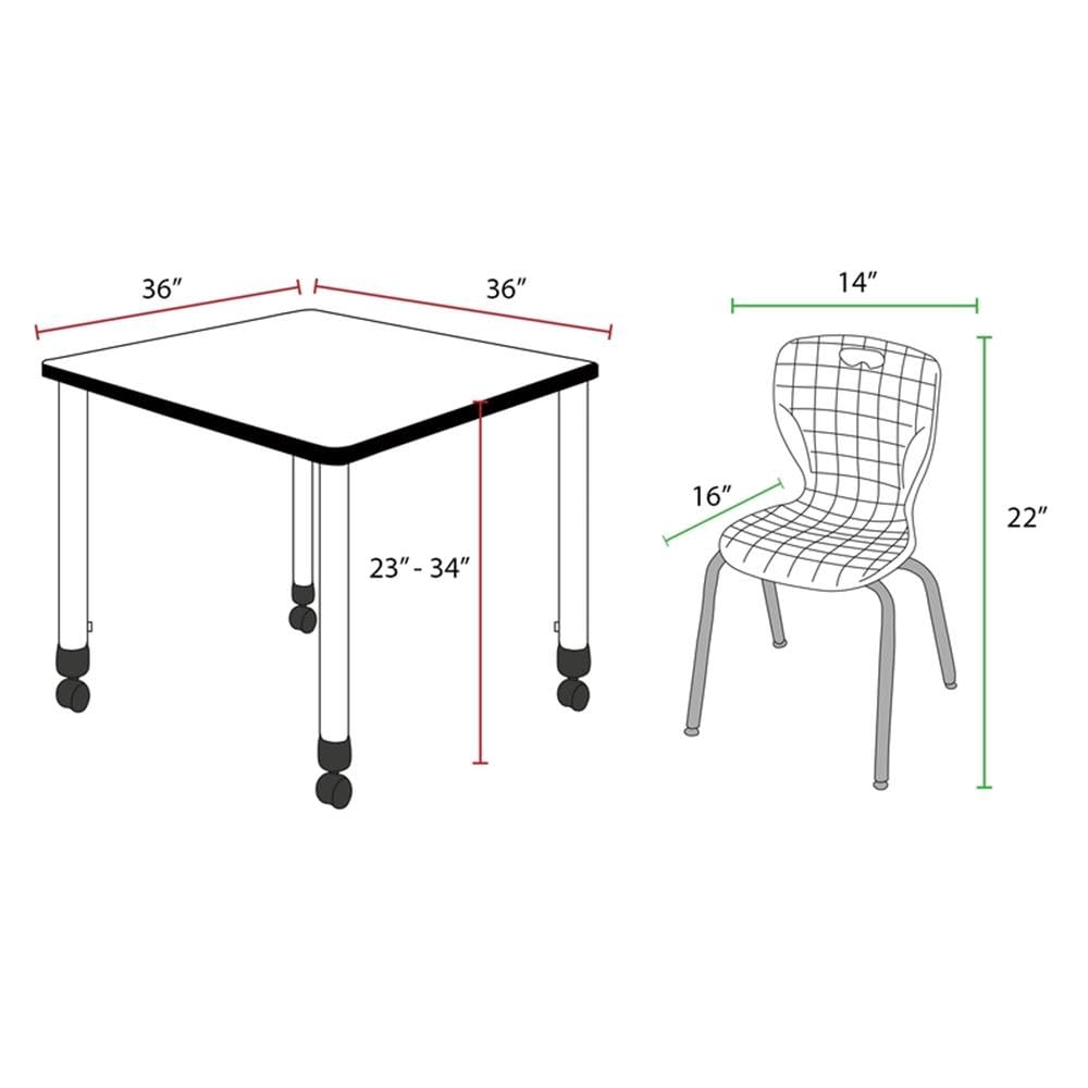 36" Square Mobile Table with 4 Stack Chairs H612553