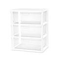 White 3-Drawer Plastic Storage Tower with Clear Bins J89325