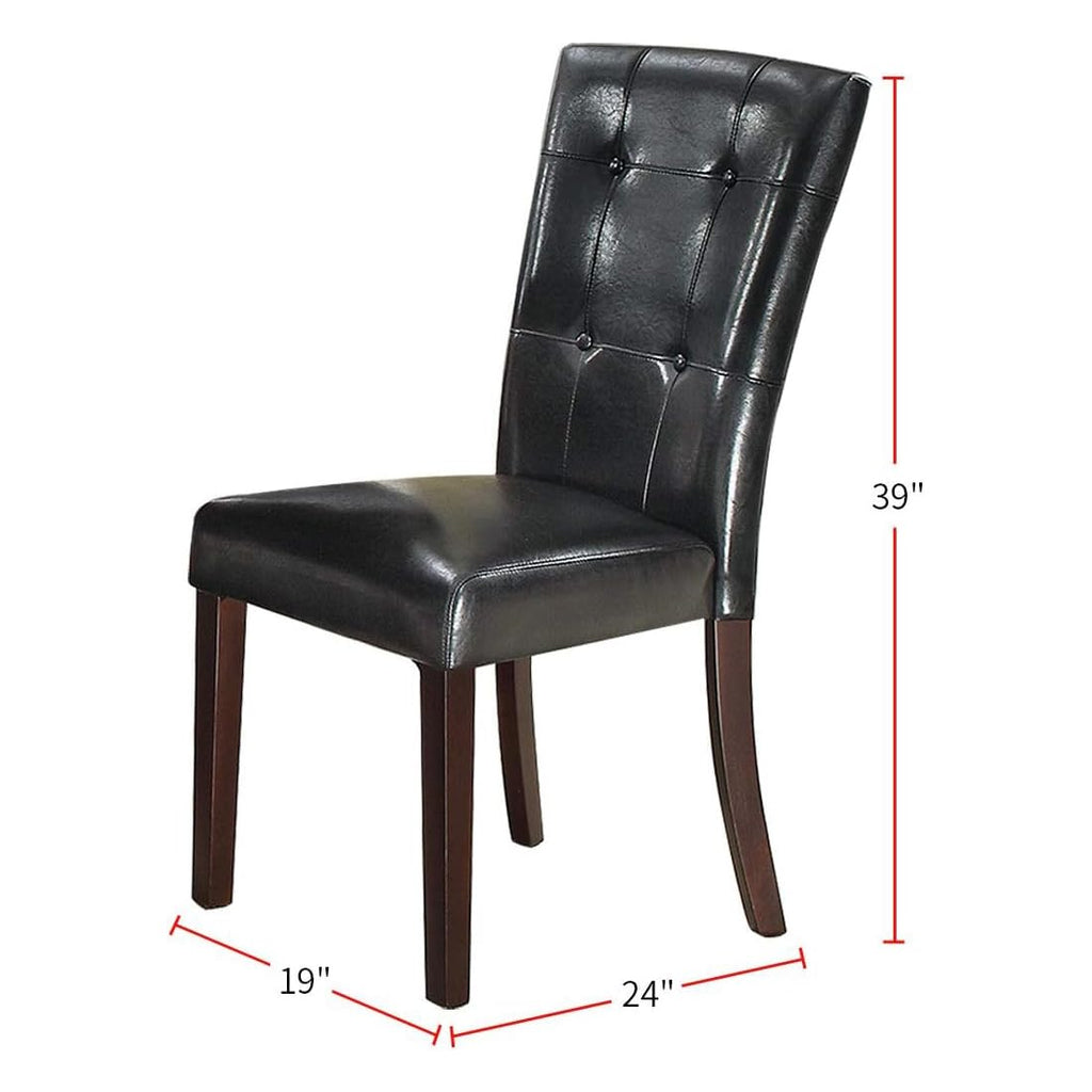 Black Faux Leather Tufted Parson Chairs Set of 2 T846