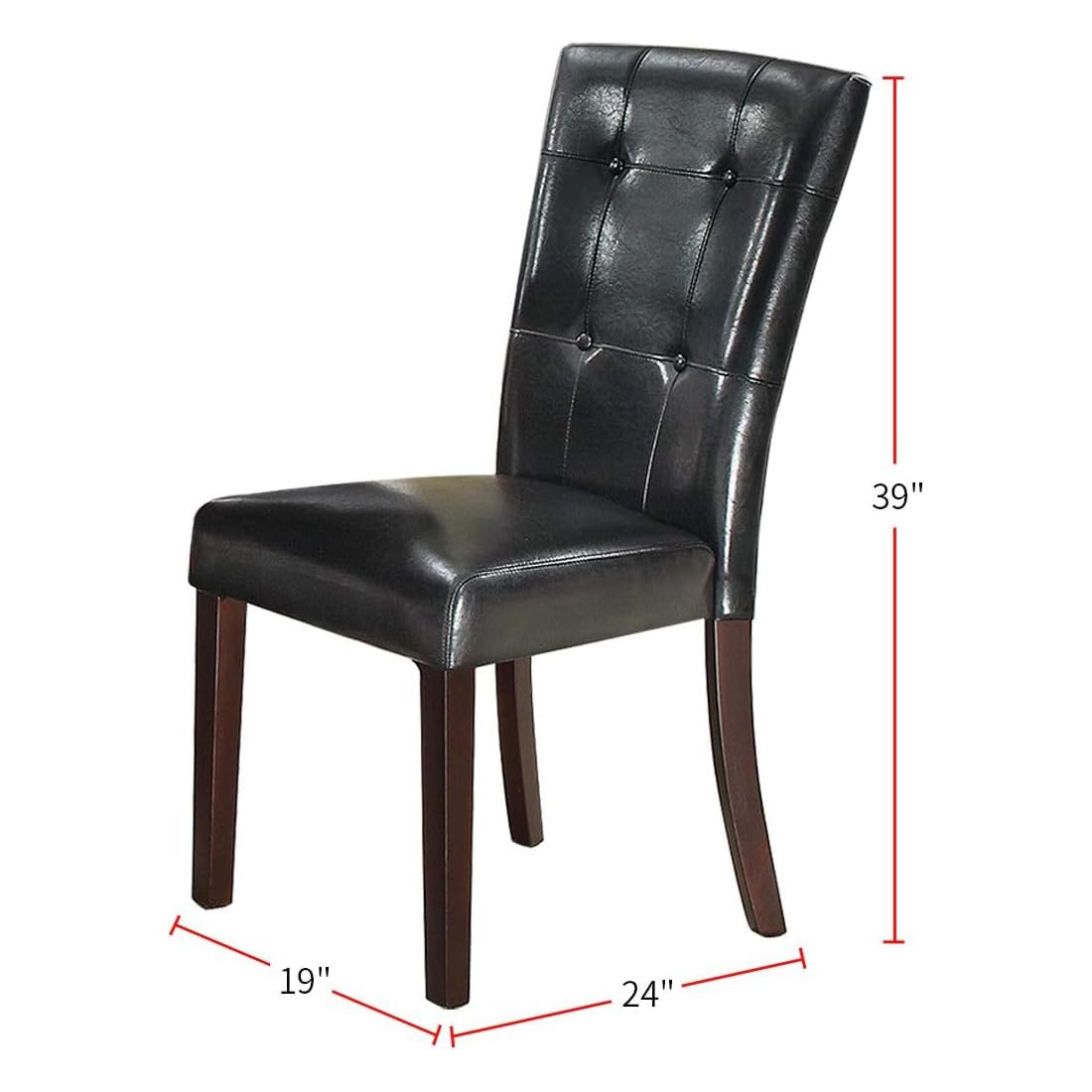 Black Faux Leather Tufted Parson Chairs Set of 2 T846