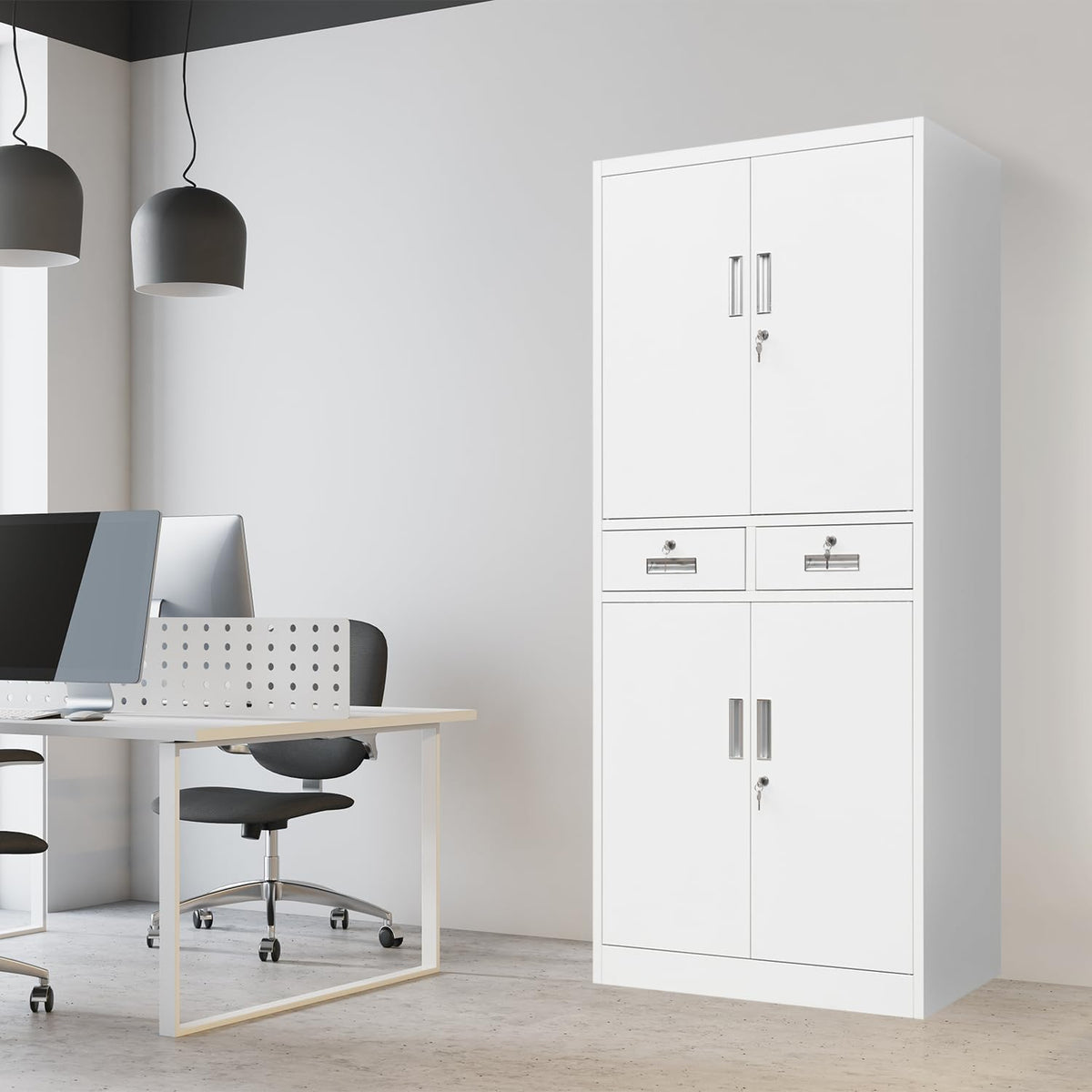 Metal Storage Cabinet with Adjustable Shelves and Drawers F728296