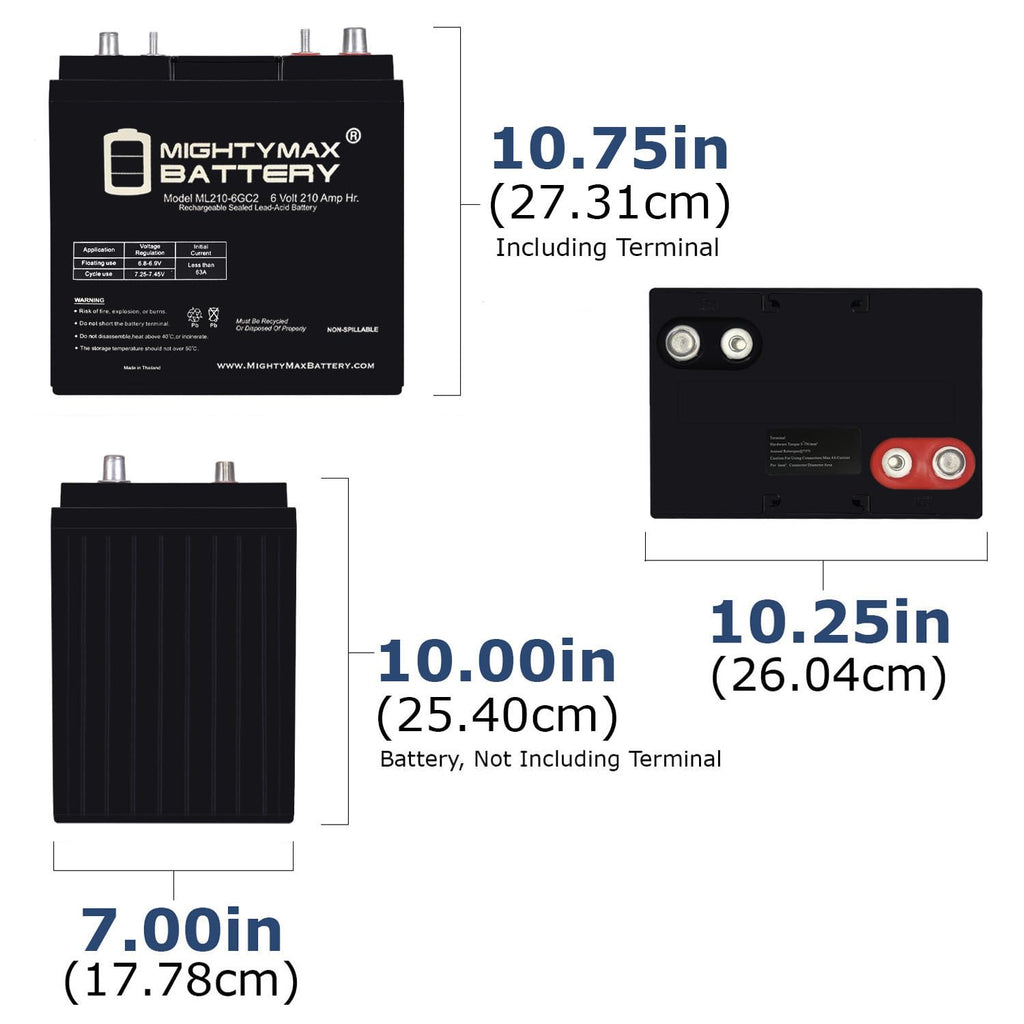 6V 210AH Dual Terminal SLA Replacement Battery 4 Pack C462796