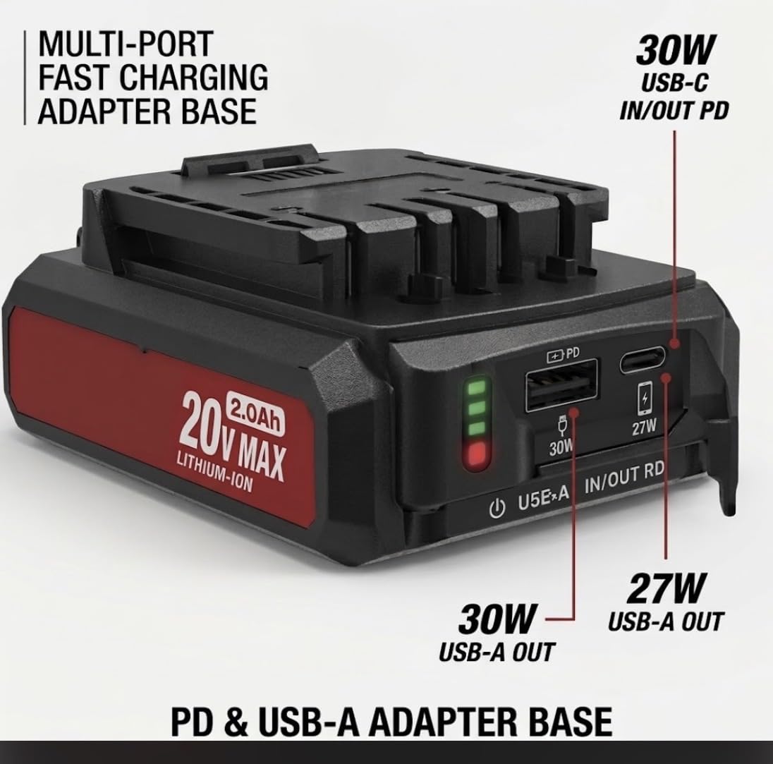 20V Max 2.0Ah Lithium-Ion Battery Pack with Dual USB Ports O469427