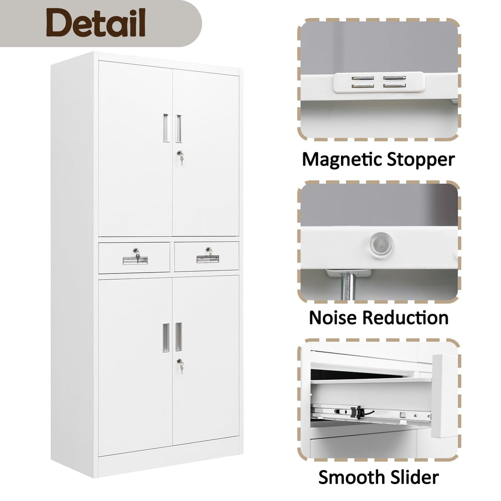Metal Storage Cabinet with Adjustable Shelves and Drawers F728296