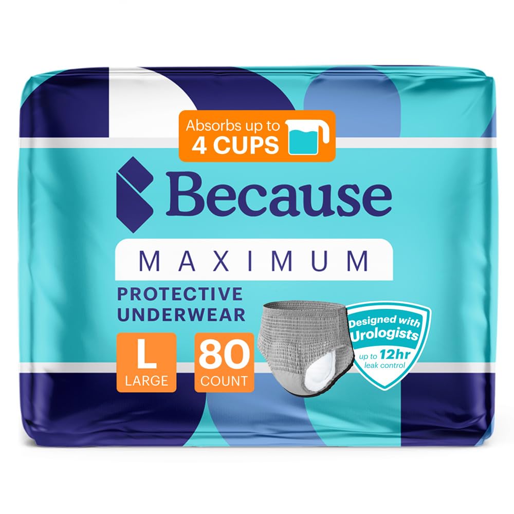 Maximum Incontinence Underwear for Men, Grey, Large, 80 Count K878381