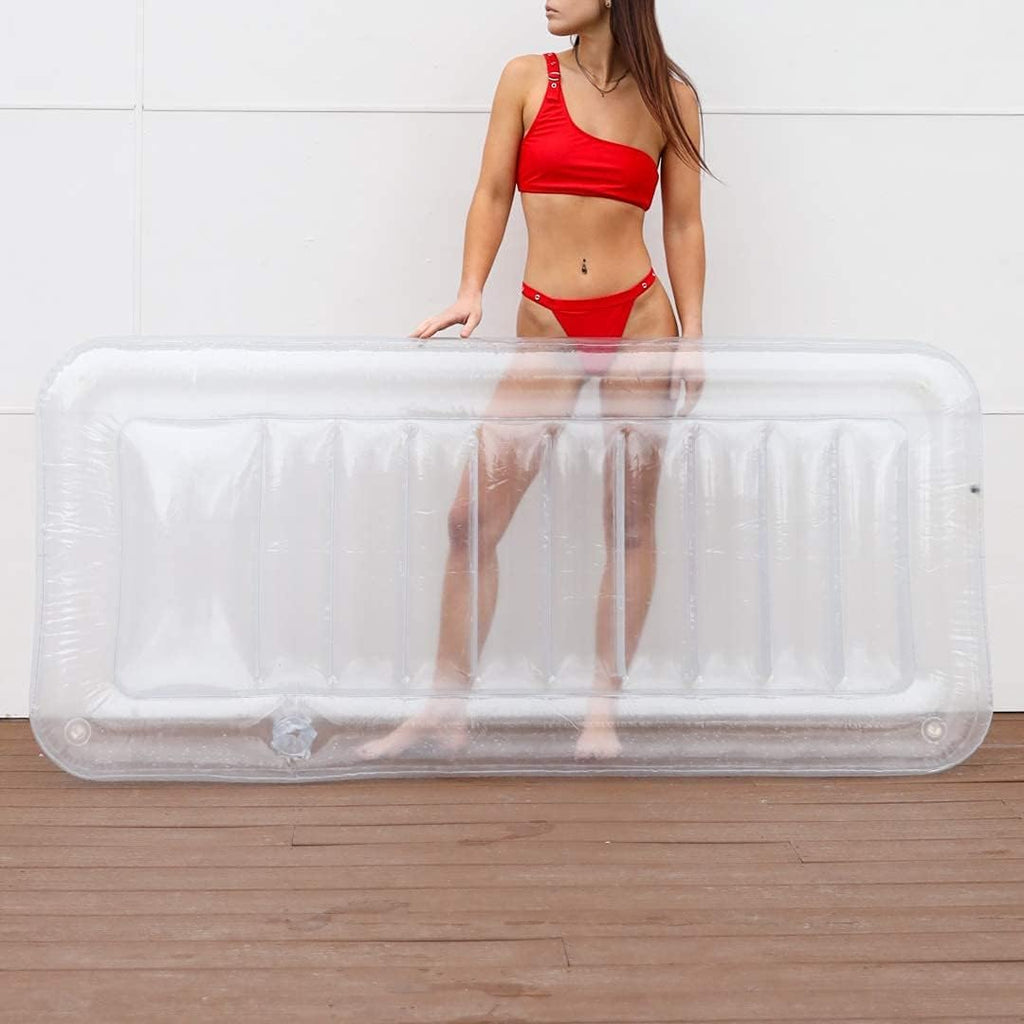Transparent Inflatable Chaise Pool Float with Cup Holder C2267
