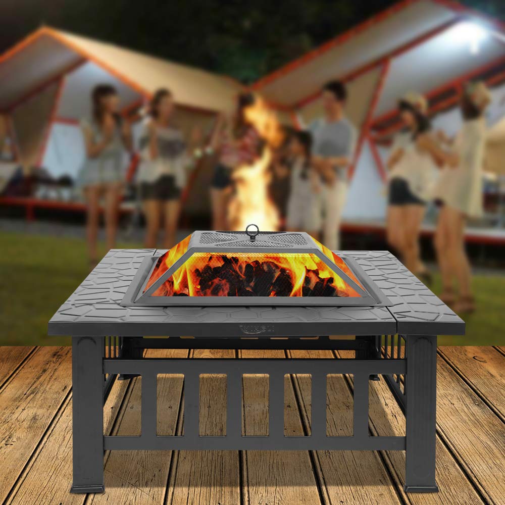 32” Metal Square Wood Burning Fire Pit V71517