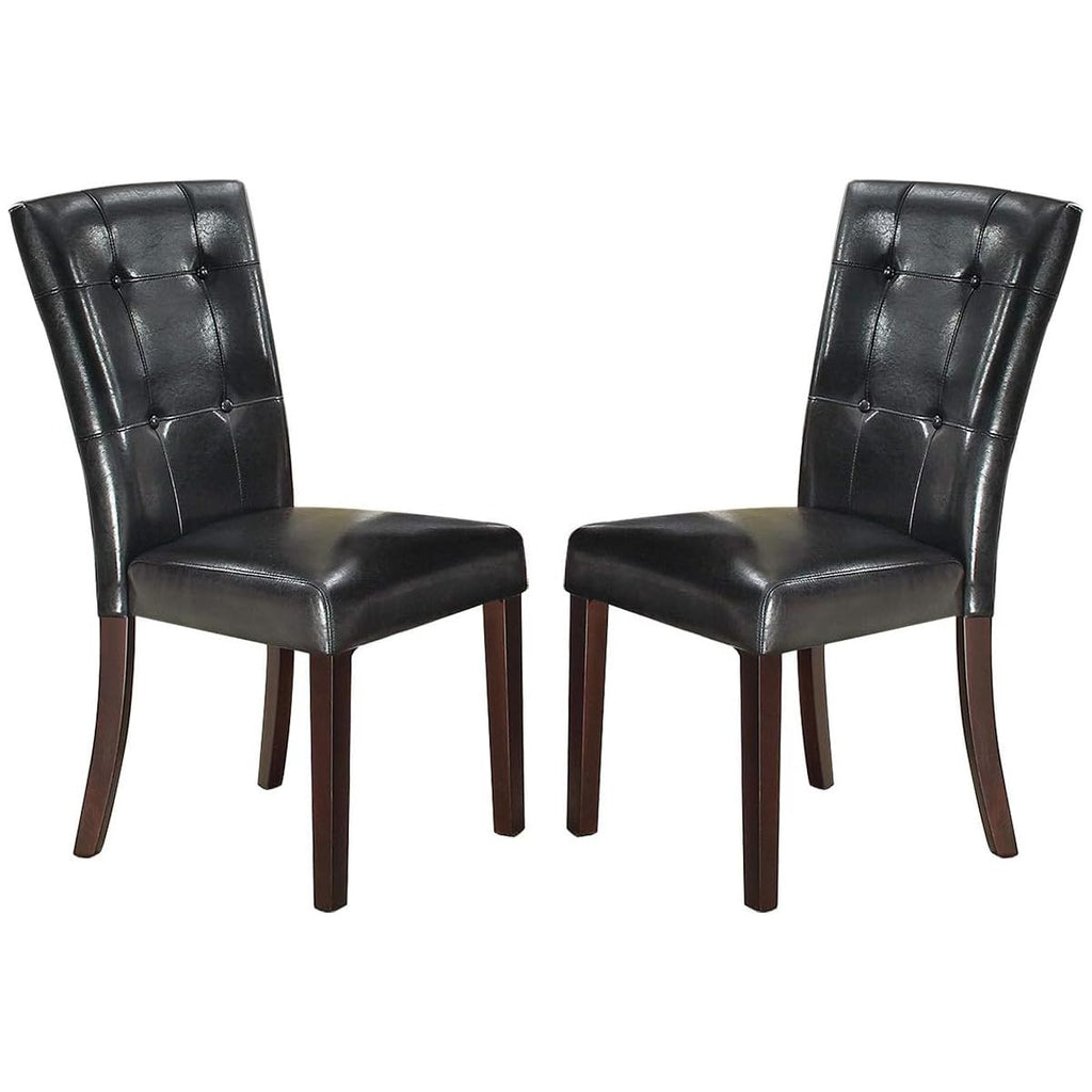 Black Faux Leather Tufted Parson Chairs Set of 2 T846