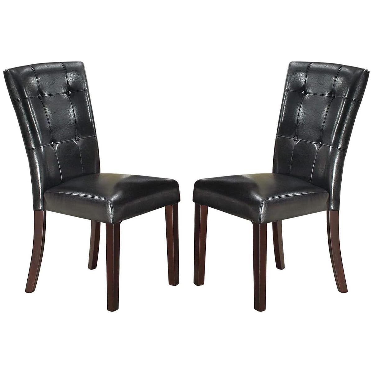 Black Faux Leather Tufted Parson Chairs Set of 2 T846