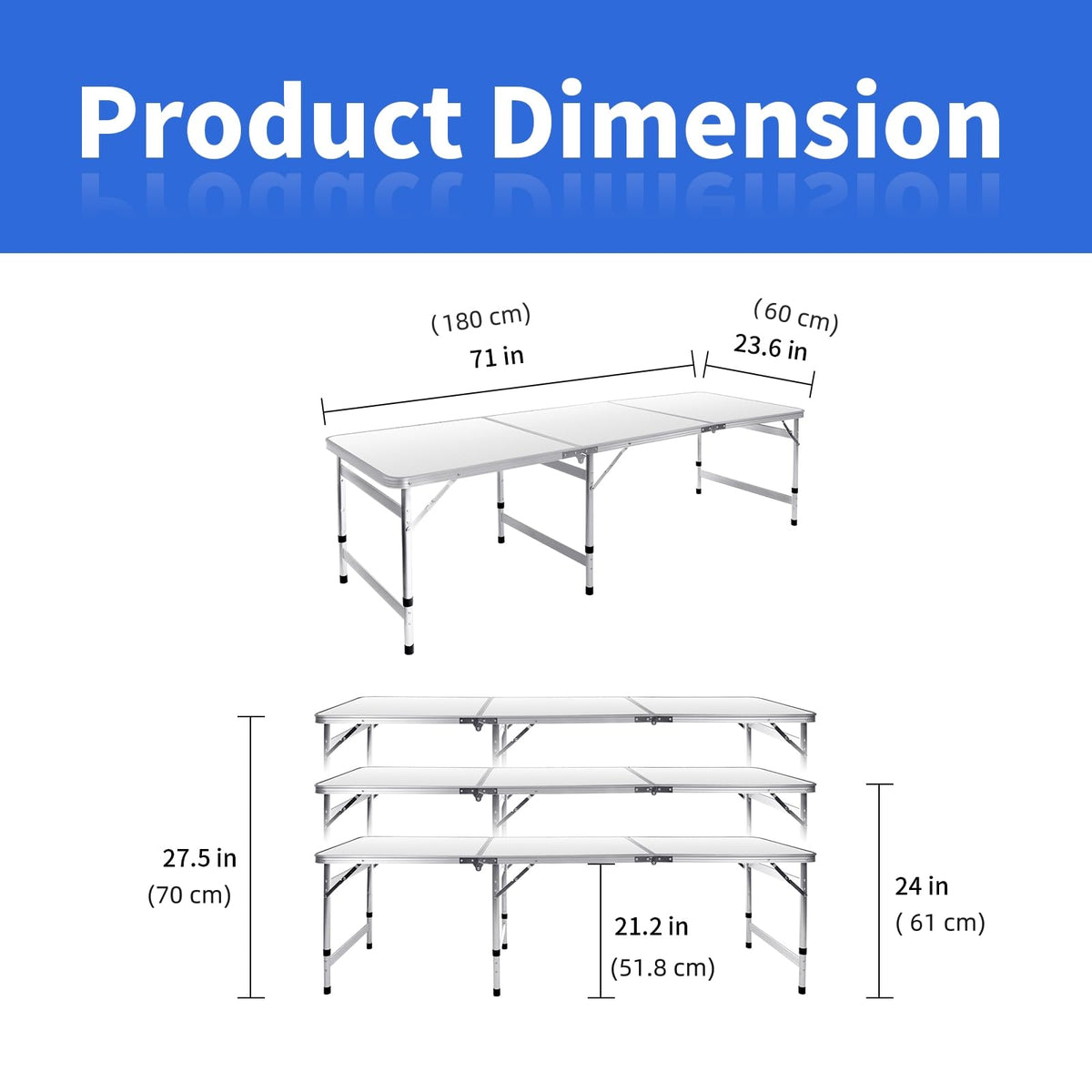 6FT Adjustable Folding Camping Table A14714