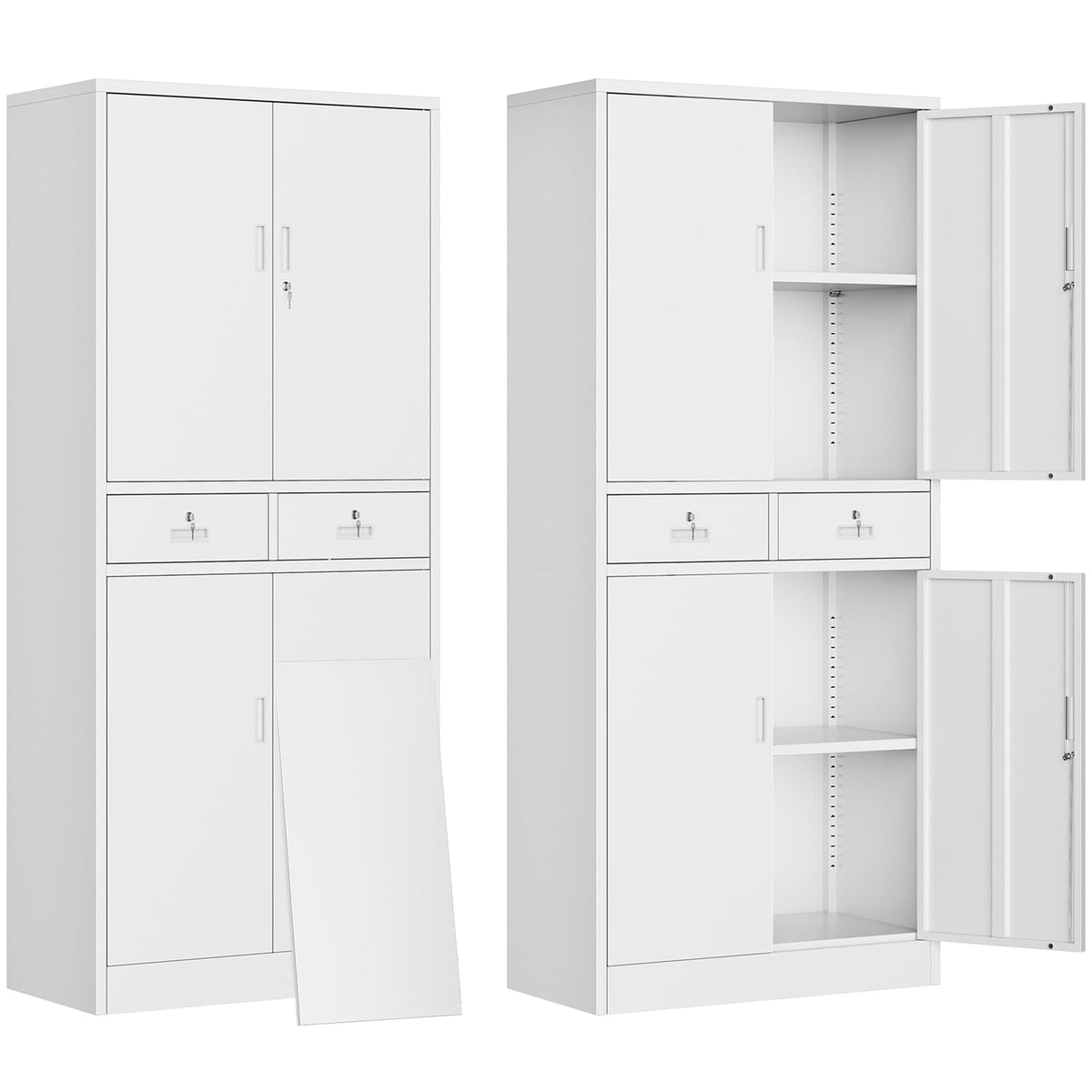 Metal Storage Cabinet with Adjustable Shelves and Drawers F728296