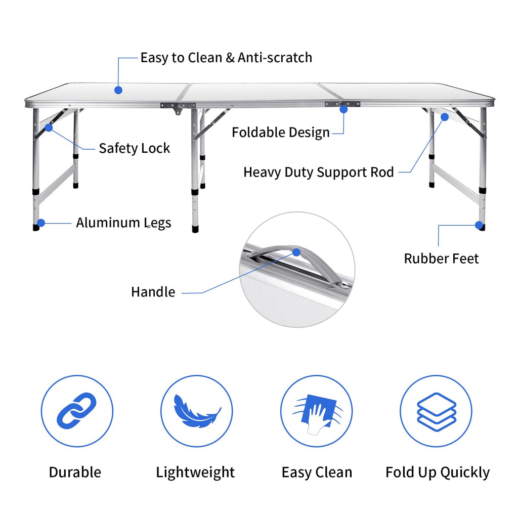 6FT Adjustable Folding Camping Table A14714