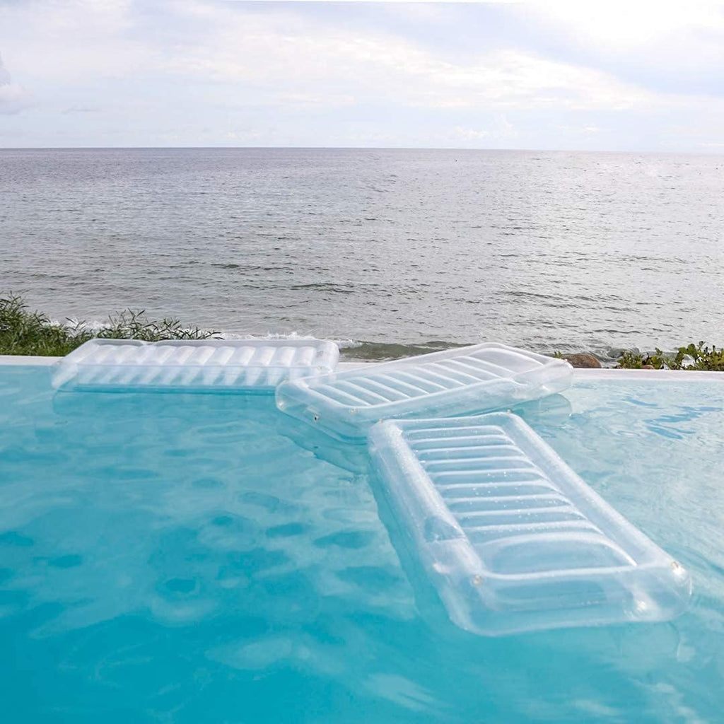 Transparent Inflatable Chaise Pool Float with Cup Holder C2267