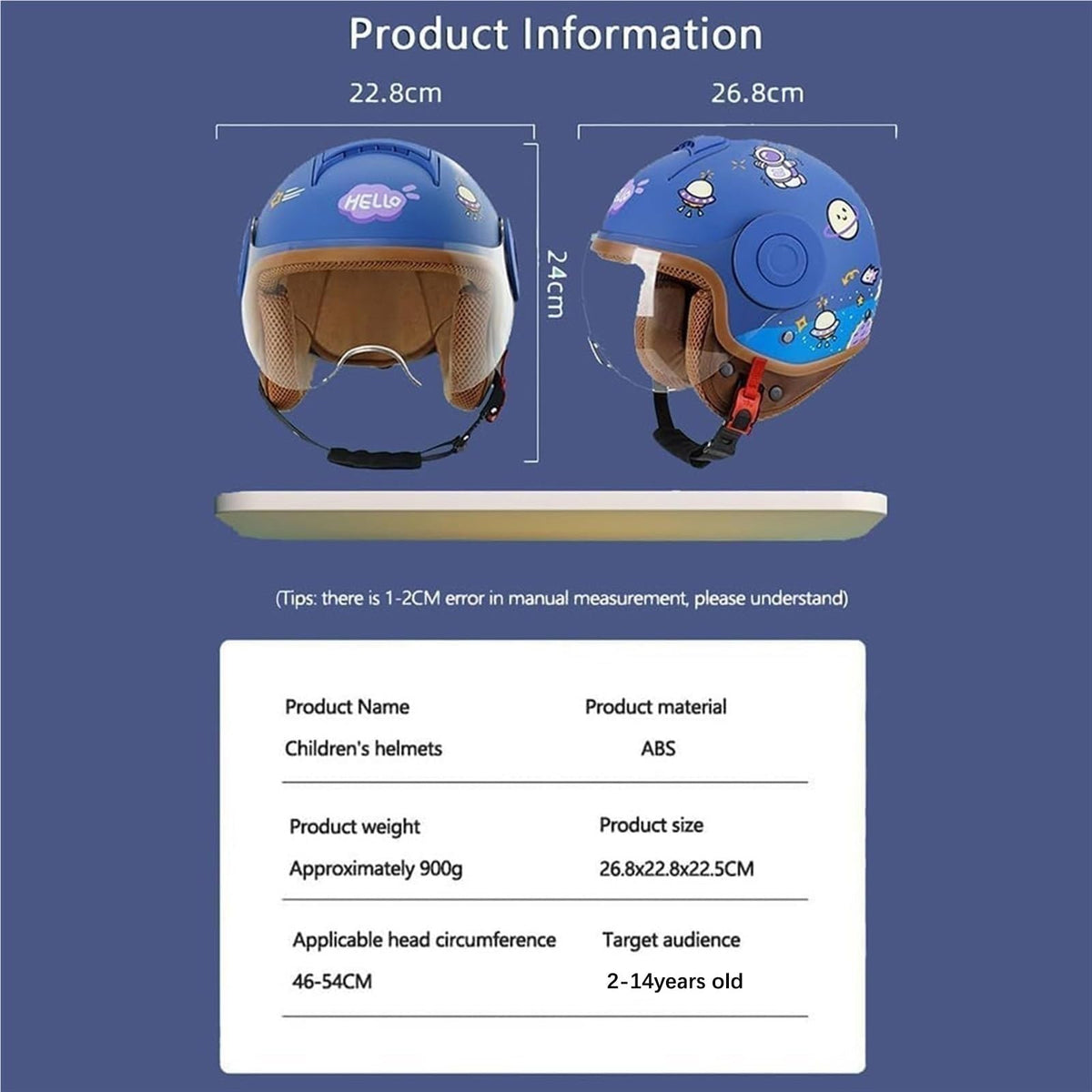 DOT Approved Kids 3/4 Motorcycle Half Helmet U390123