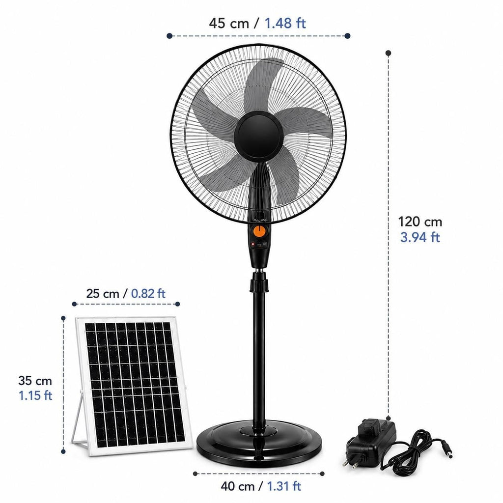 16 Inch Rechargeable Pedestal Fan with Solar Panel G351766