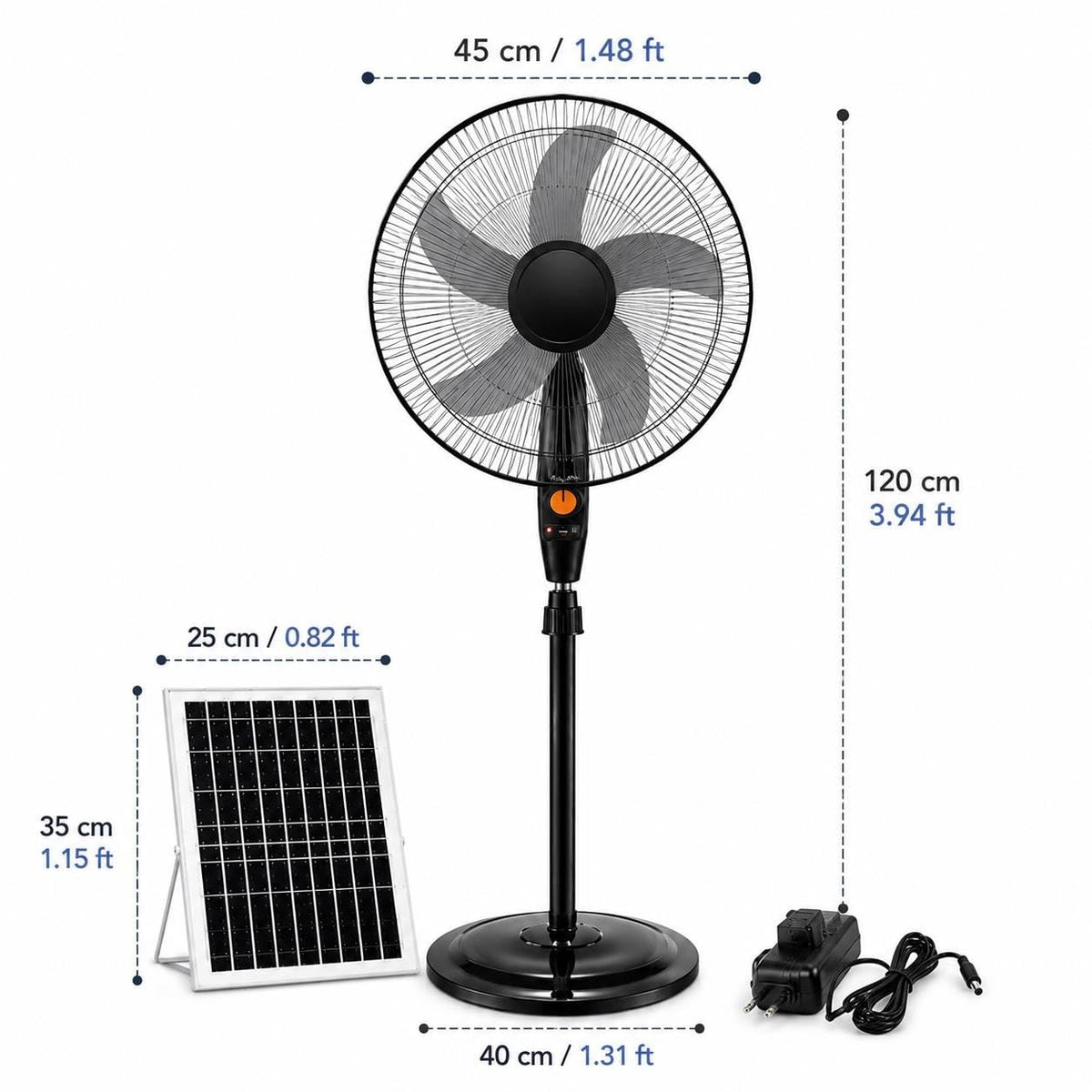 16 Inch Rechargeable Pedestal Fan with Solar Panel G351766