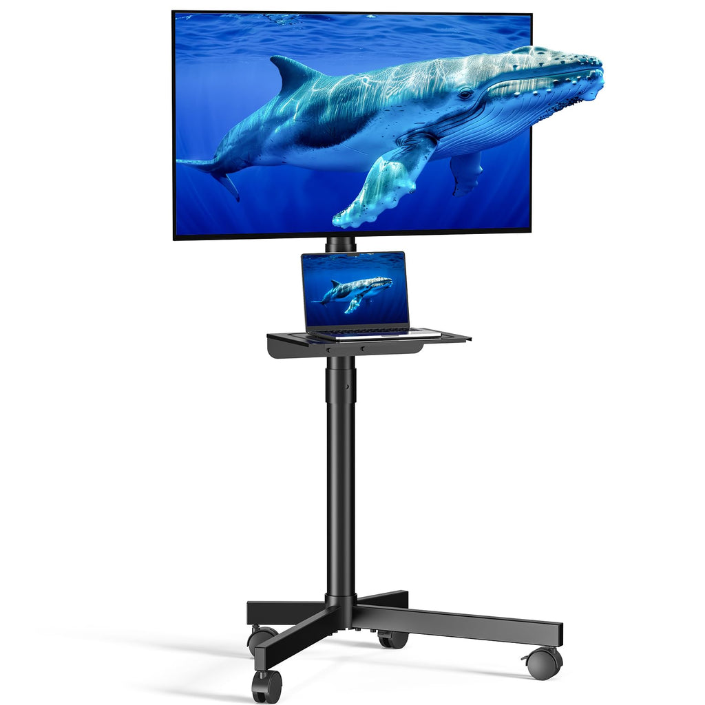 Height Adjustable Rolling TV Cart with Shelf and Locking Wheels N753576