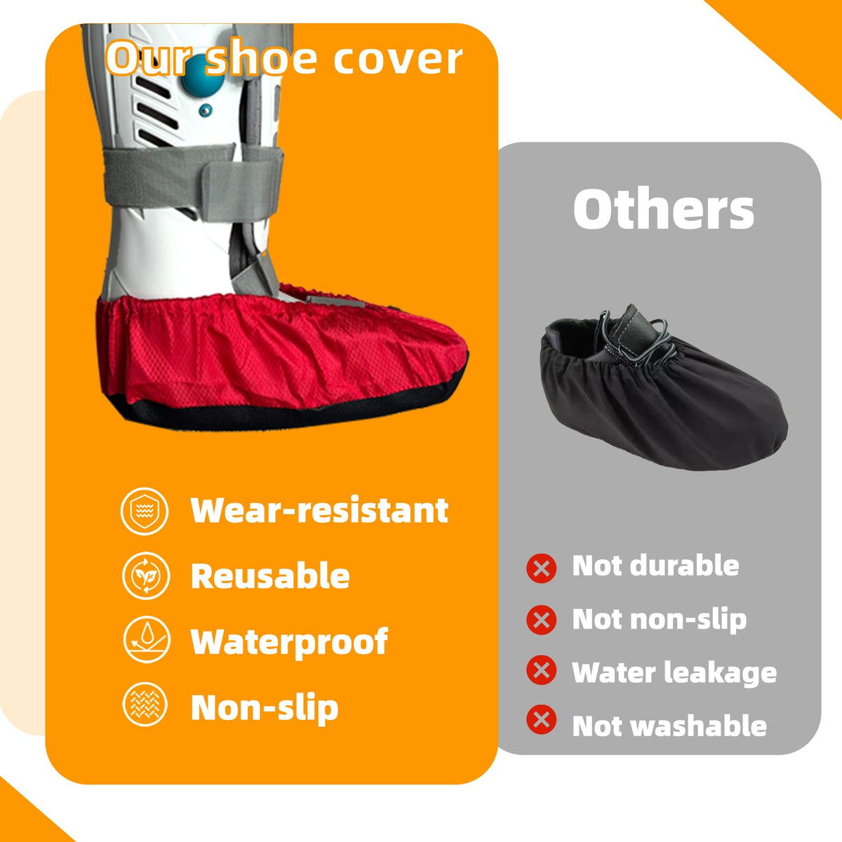 Walking Boot Covers 2 pcs Waterproof Anti-slip Washable Large Y99442