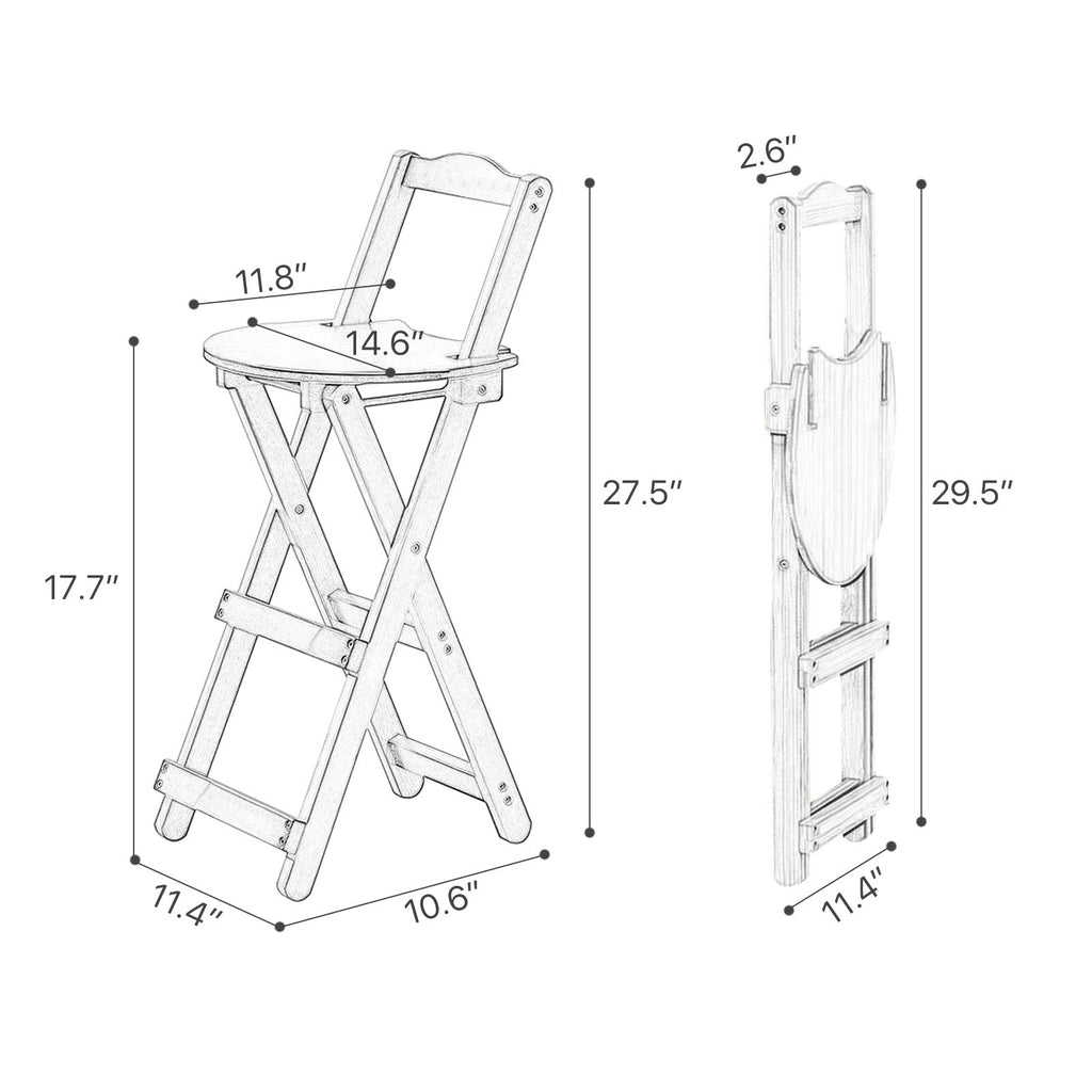 Foldable Bamboo Stool with Backs and Footrest K49890