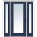 Left Hand In-swing Fiberglass Smooth Prehung Front Door Full Lite 36" x 80" with Two 14" Sidelites N226072