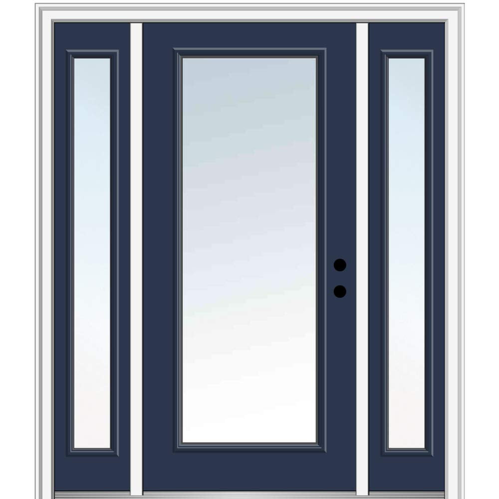 Left Hand In-swing Fiberglass Smooth Prehung Front Door Full Lite 36" x 80" with Two 14" Sidelites N226072