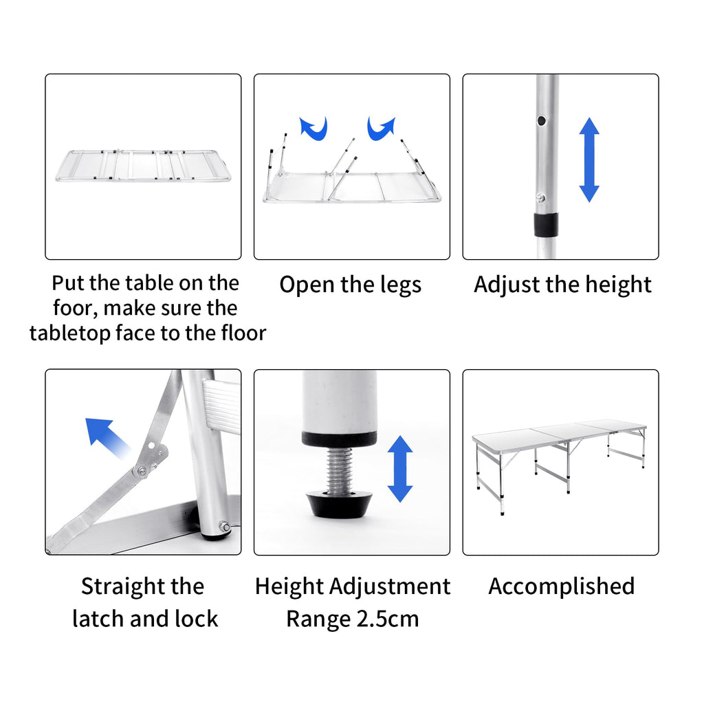 6FT Adjustable Folding Camping Table A14714