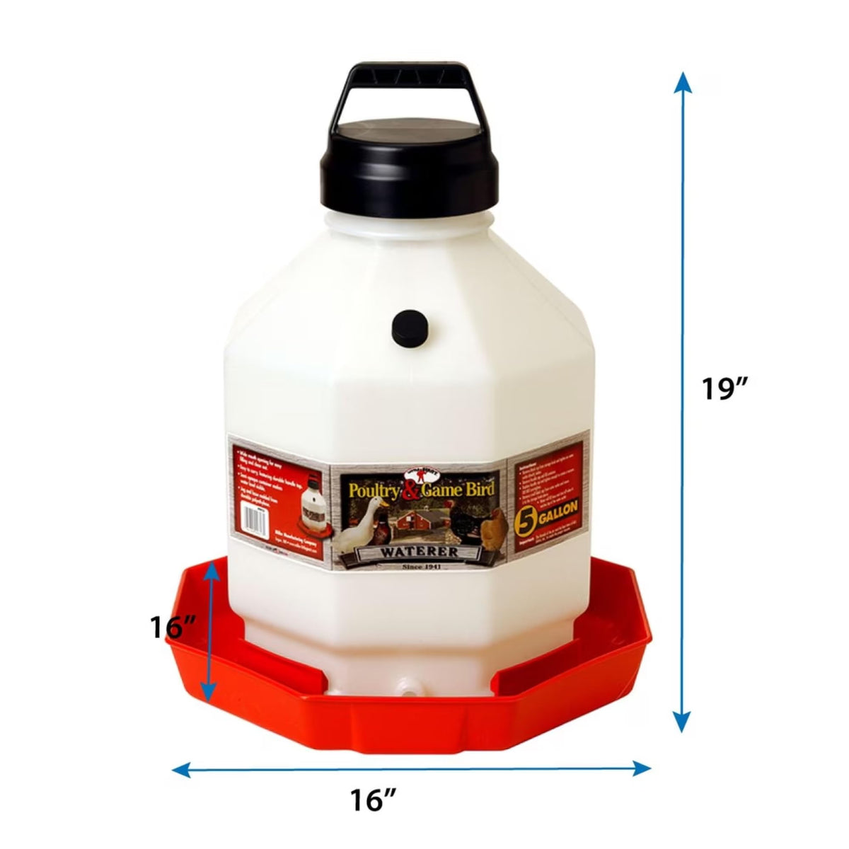 5 Gallon Translucent Plastic Poultry Waterer W474
