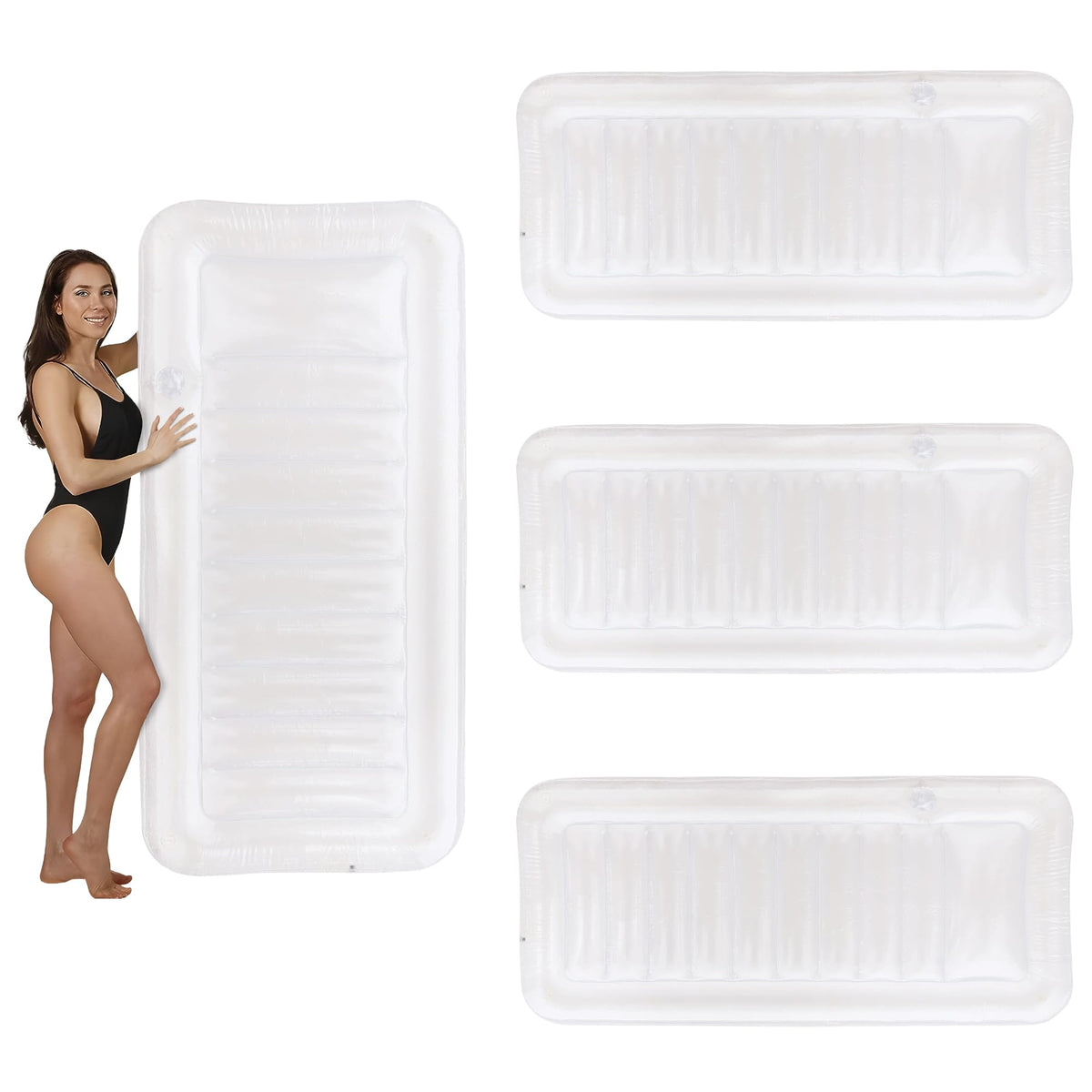 Transparent Inflatable Chaise Pool Float with Cup Holder C2267