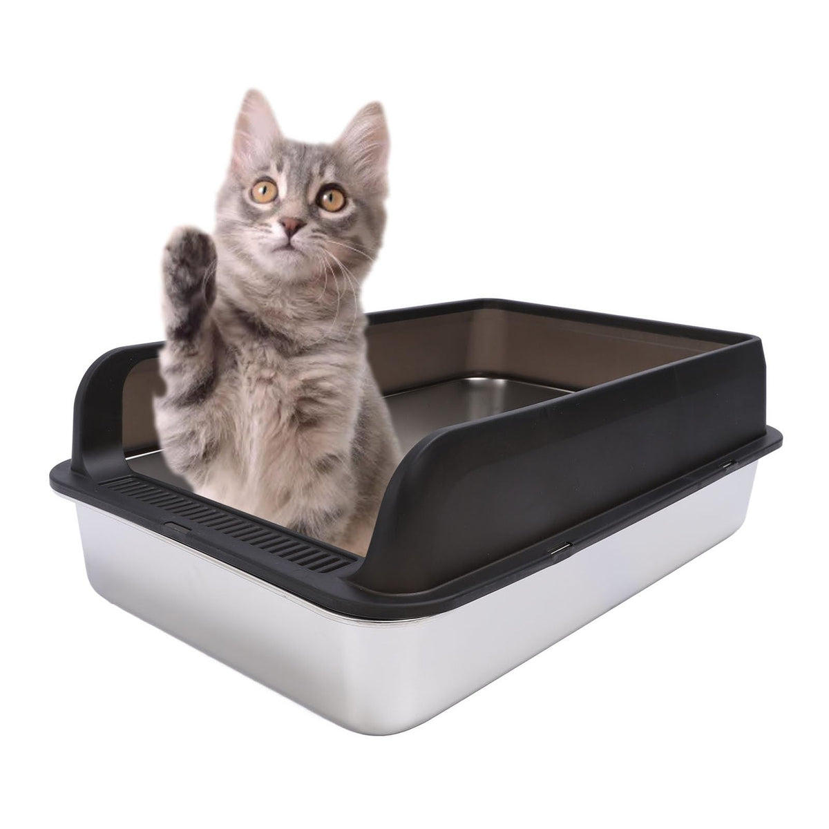 Stainless Steel Top Entry Cat Litter Box with Lid K25326
