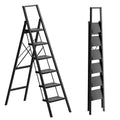 6 Step Folding Step Stool with Handrails Black I640203