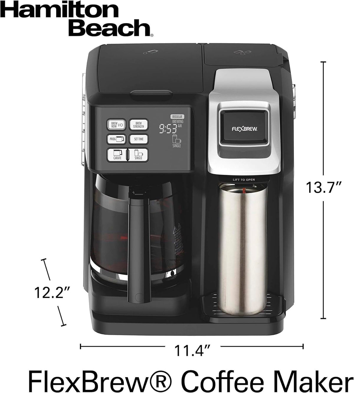 12 Cup Programmable Coffee Maker & Single Serve Drip Coffee Machine, 2-in-1 Automatic Coffee Brewer with Glass Carafe, Reusable Filter, Digital Timer and Warming Plate - Black/Silver K1452