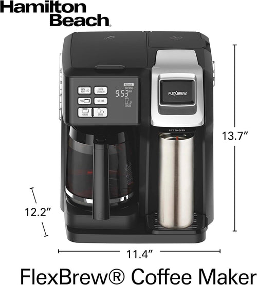 12 Cup Programmable Coffee Maker & Single Serve Drip Coffee Machine, 2-in-1 Automatic Coffee Brewer with Glass Carafe, Reusable Filter, Digital Timer and Warming Plate - Black/Silver K1452