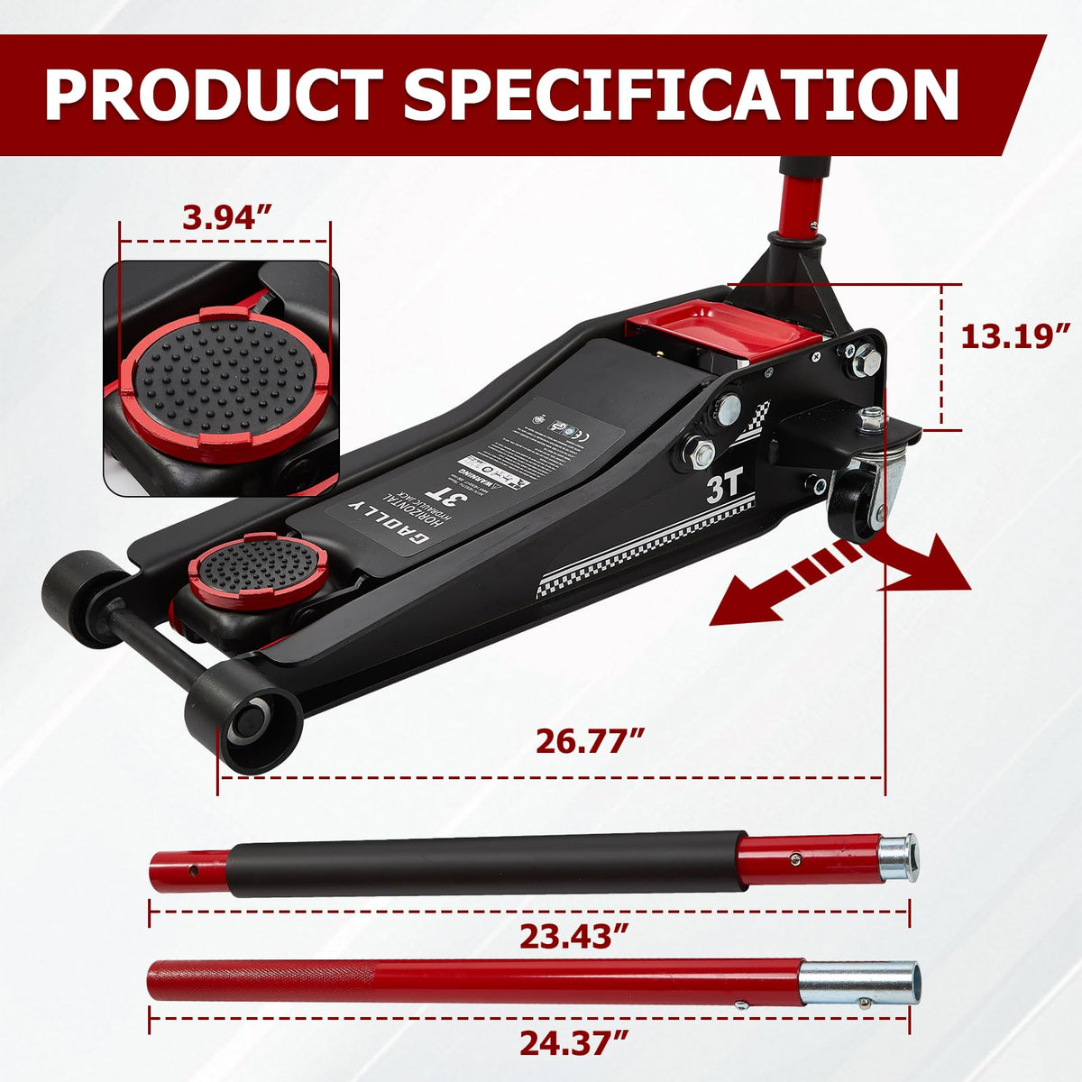 3 Ton Low Profile Steel Floor Jack Z4146