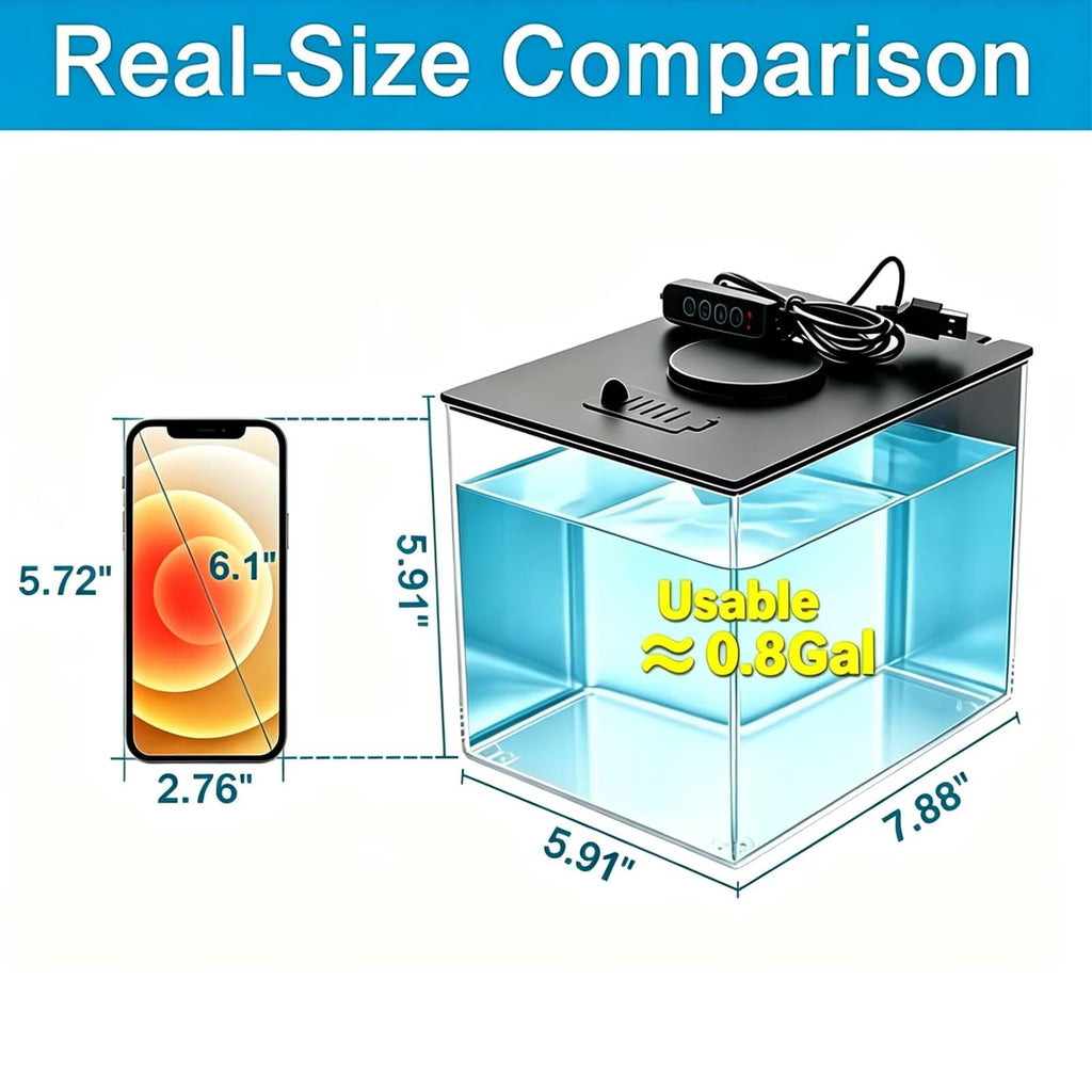 1 Gallon Betta Fish Tank with LED Light and Water Filter Pump V45301