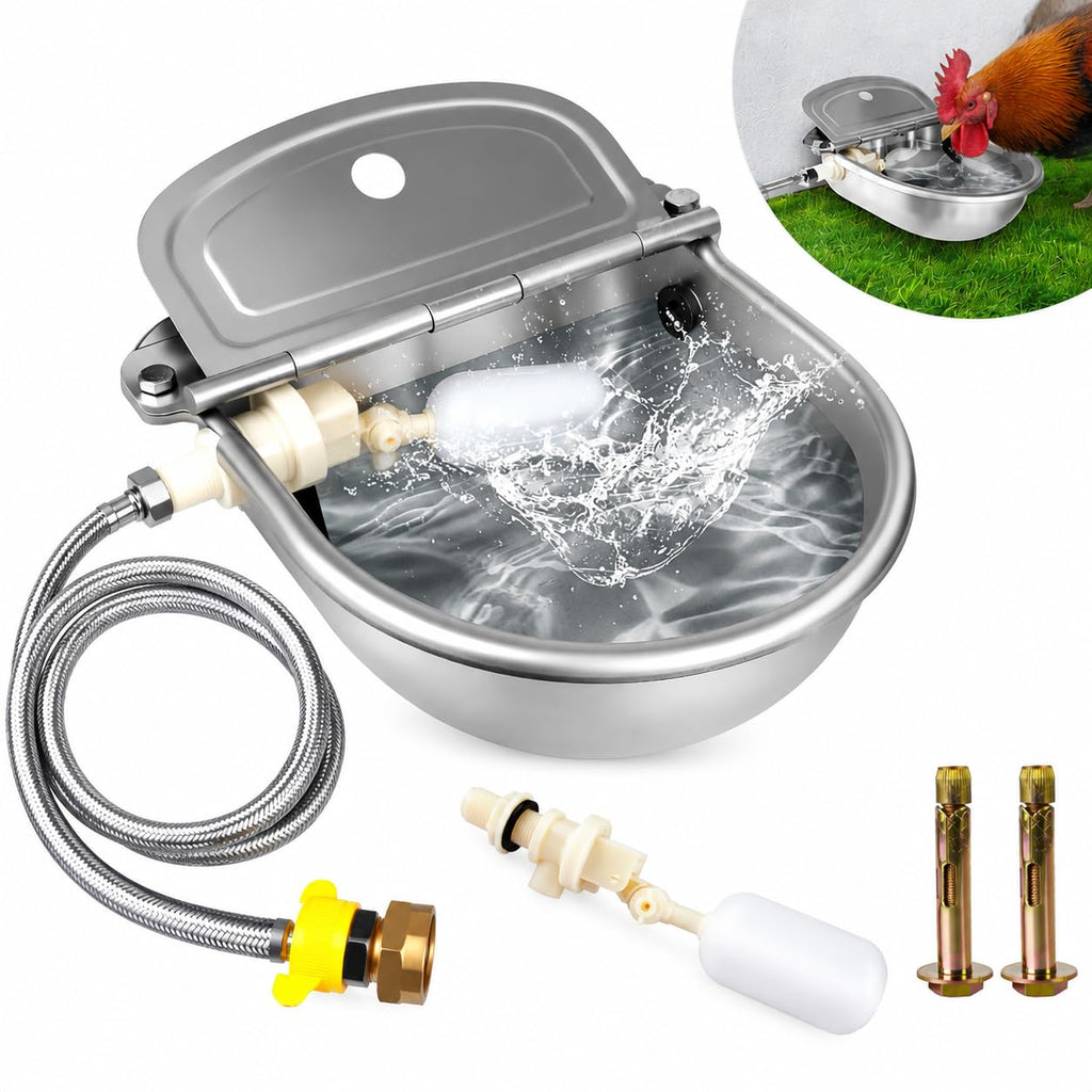 Automatic Chicken Waterer 304 Steel Poultry Water Dispenser B86616