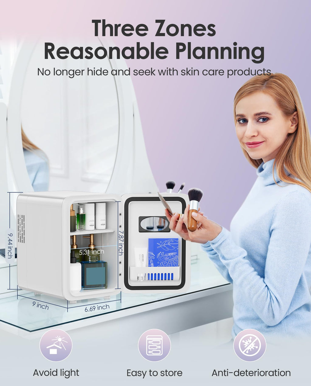 4L Pearly White Mini Skincare Fridge L66291