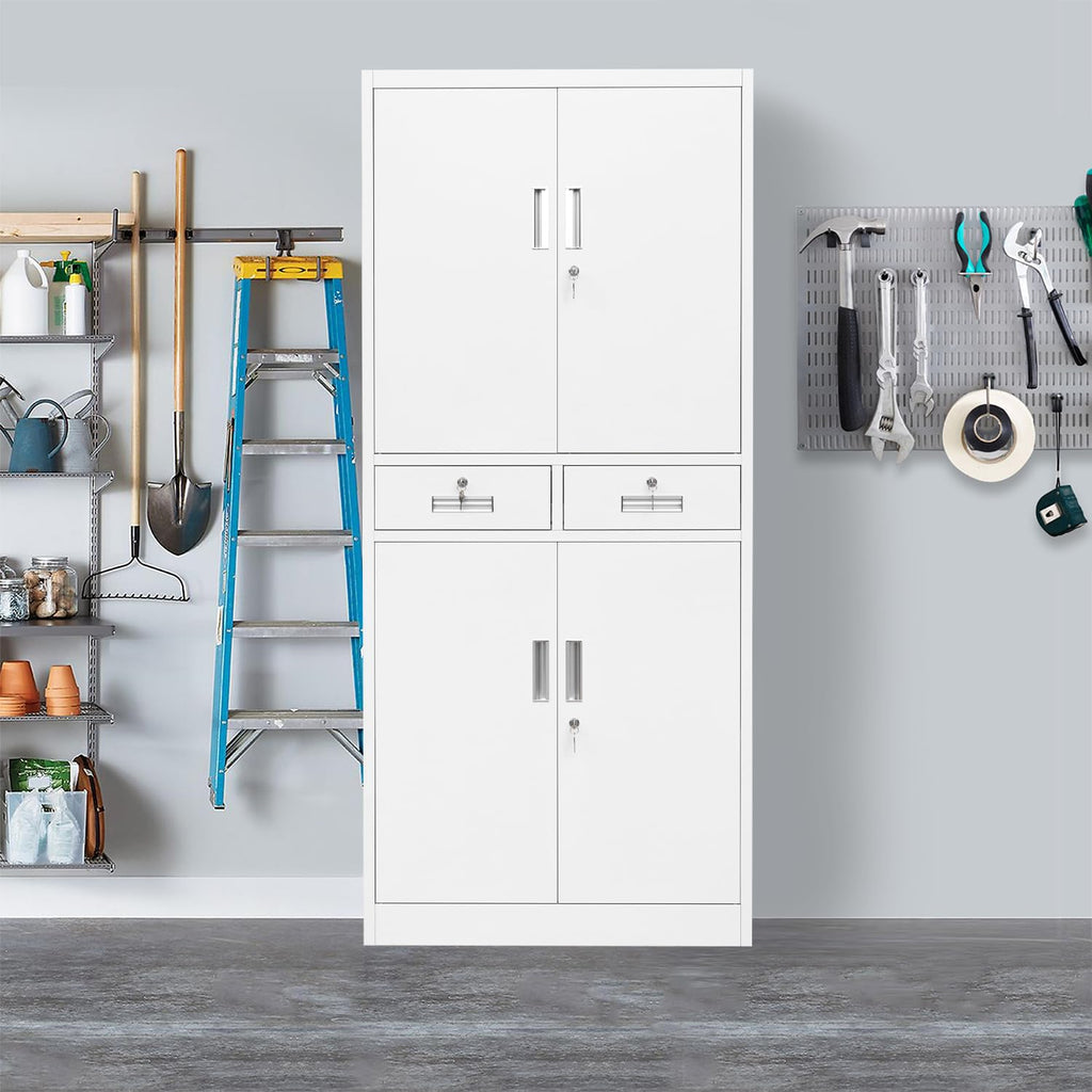 Metal Storage Cabinet with Adjustable Shelves and Drawers F728296