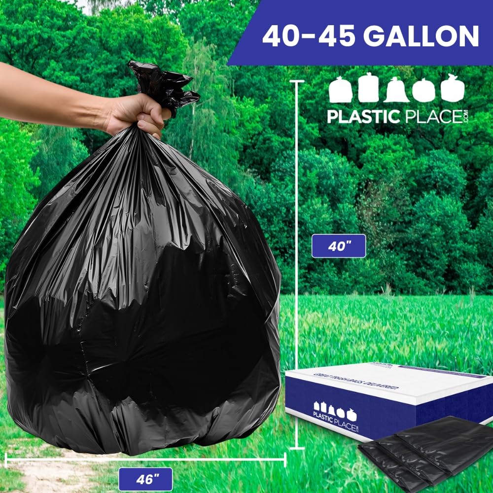 Heavy Duty Black 40-45 Gallon Trash Bags 100 Count 1.5 Mil K159136