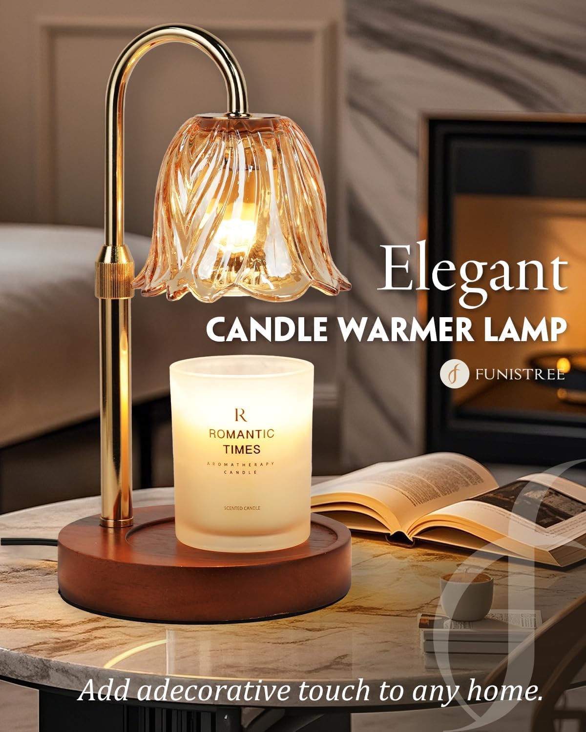 Gold Candle Warmer Lamp with Timer & Dimmer W777