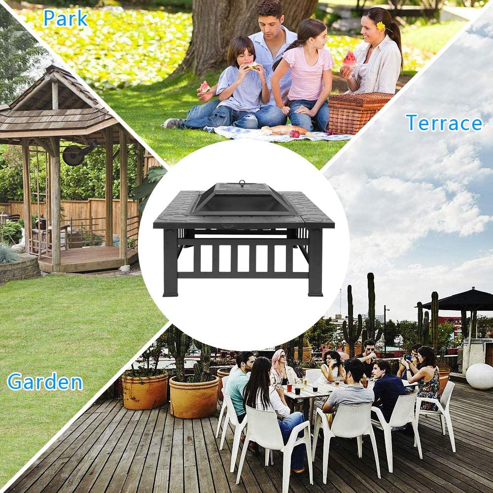32” Metal Square Wood Burning Fire Pit V71517