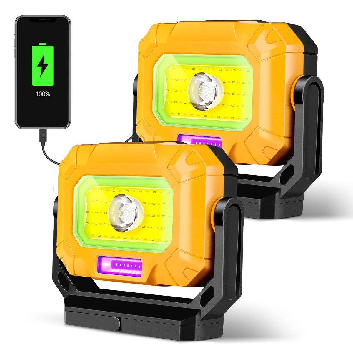 2 Pack Magnetic Rechargeable Work Light Q54388