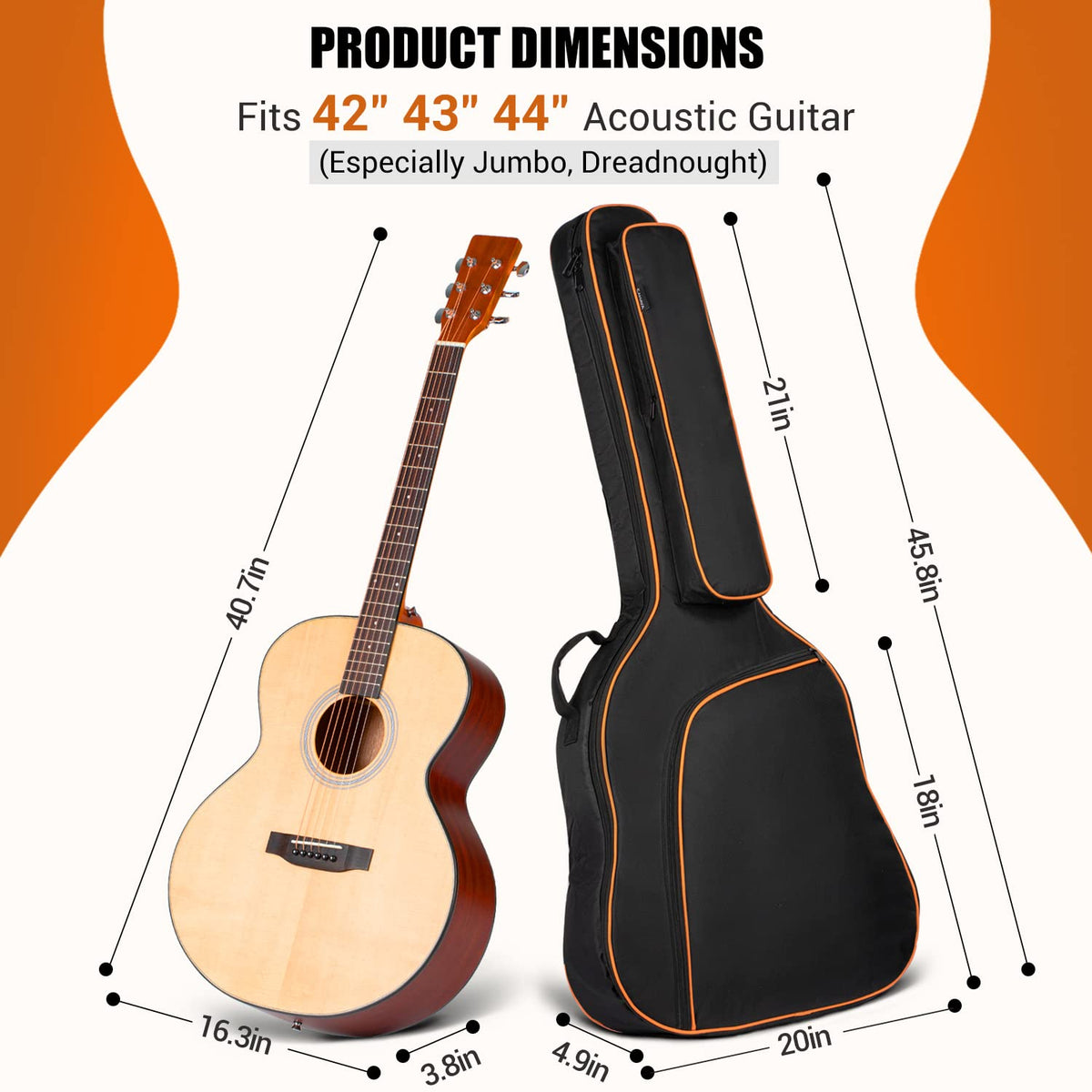 44 Inch Guitar Bag with Adjustable Shoulder Strap C798