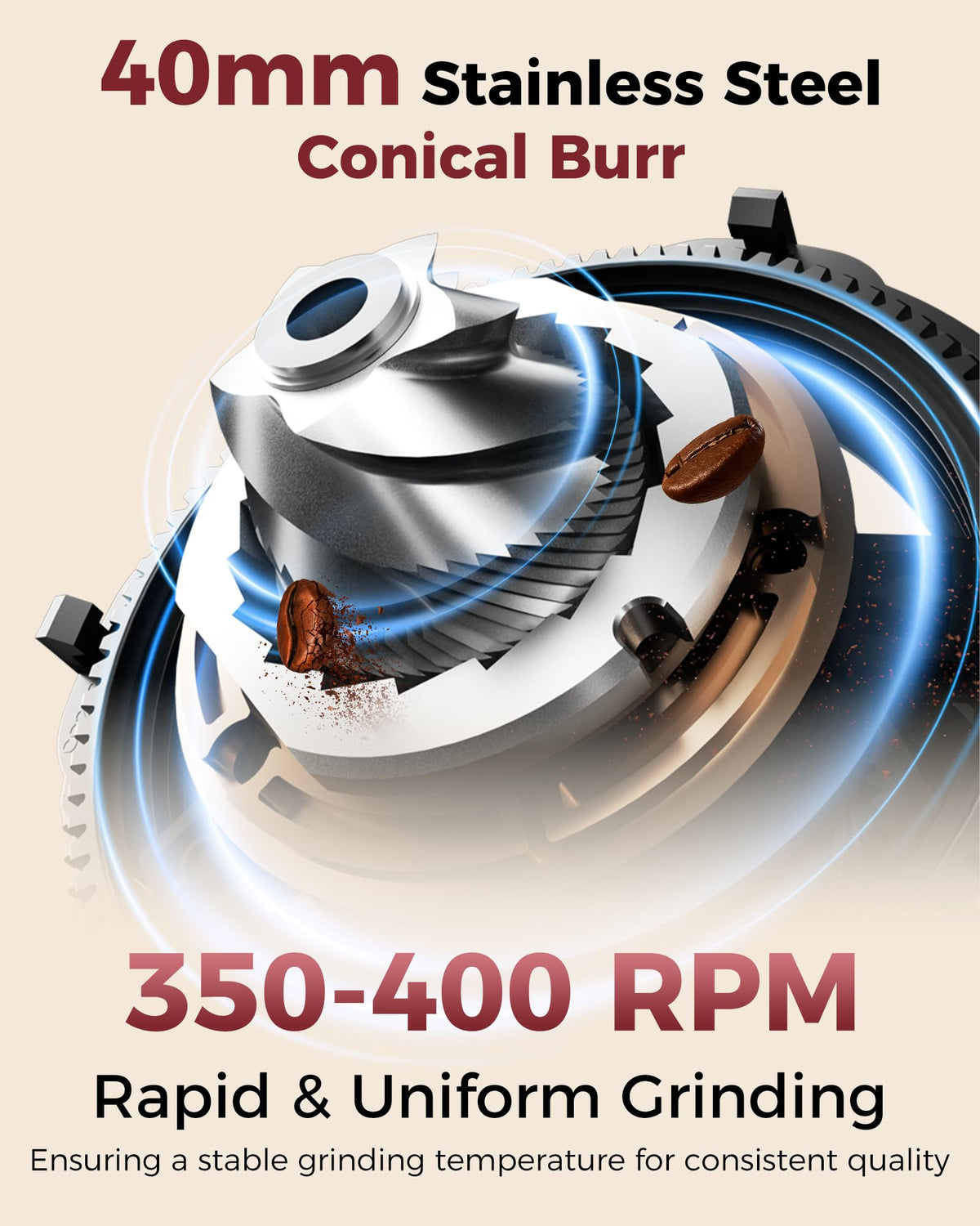 Conical Burr Coffee Grinder with 70 Grind Settings P123837