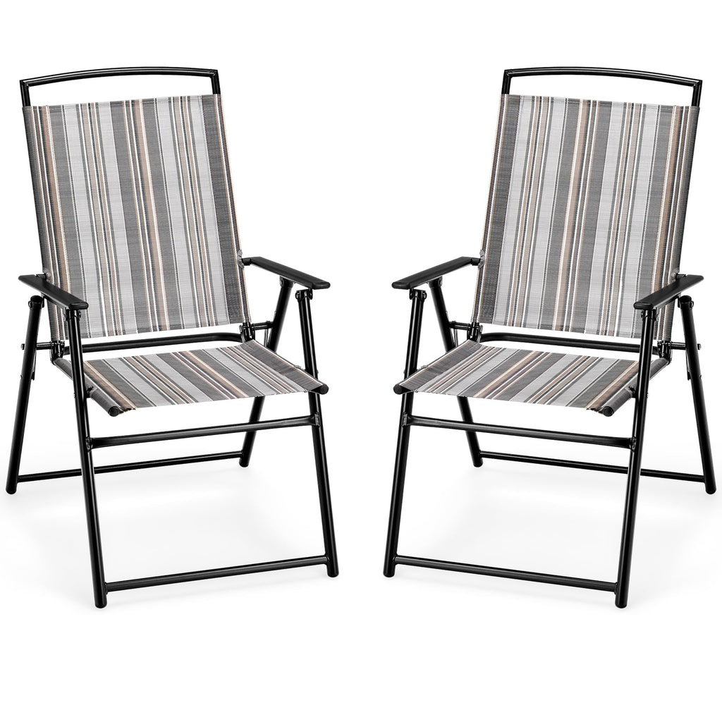 Patio Chairs Set of 2 Folding Armrests Metal Frame O246991
