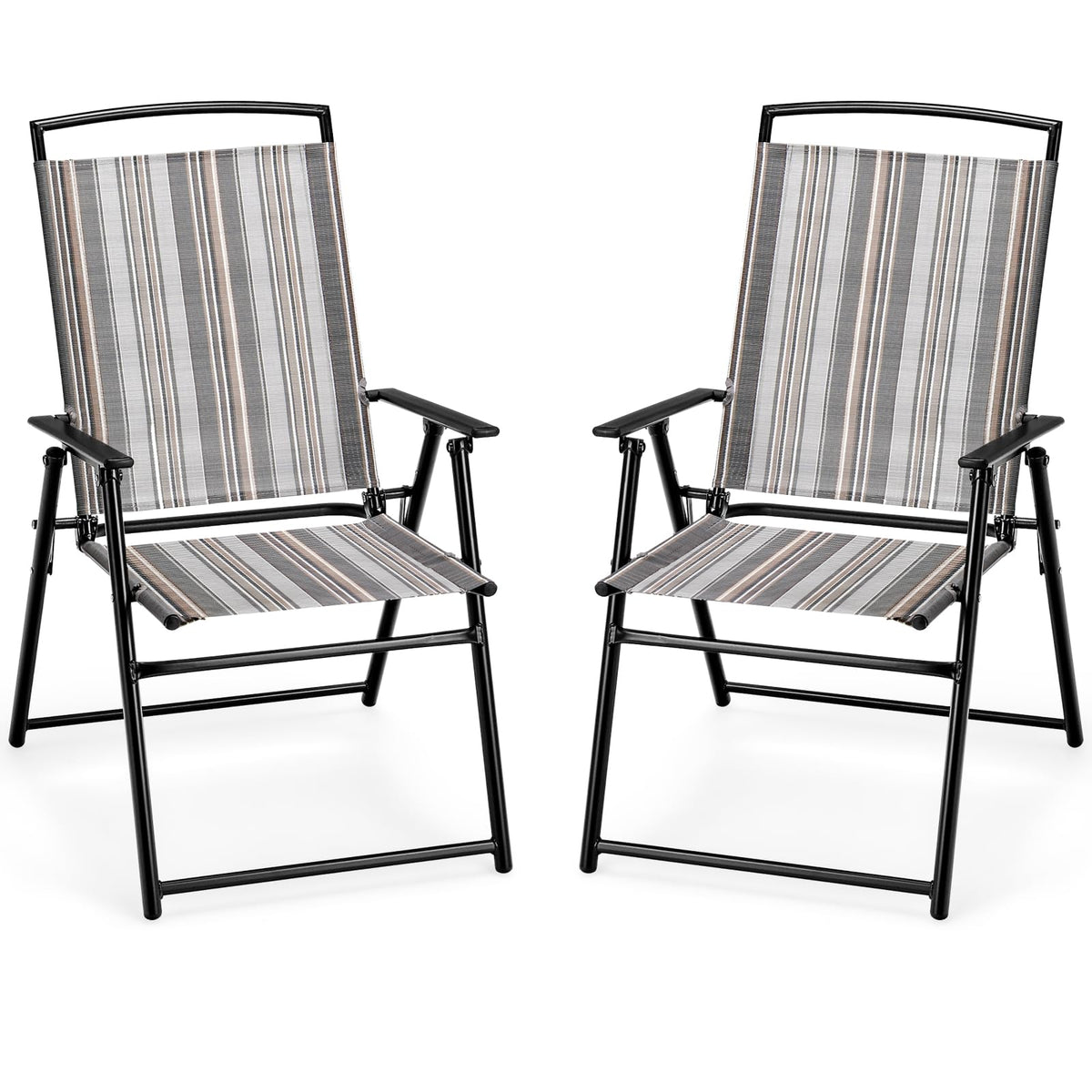 Patio Chairs Set of 2 Folding Armrests Metal Frame O246991