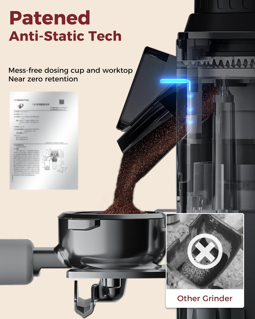 Conical Burr Coffee Grinder with 70 Grind Settings P123837