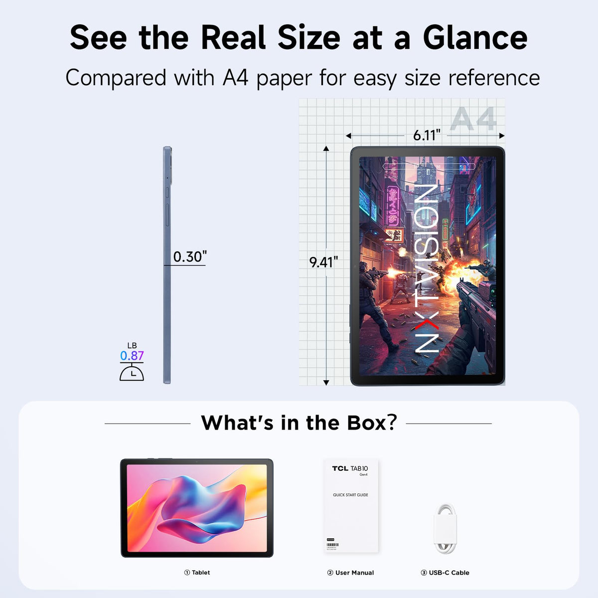 Android Tablet 10.1" FHD Display 4+128GB D364